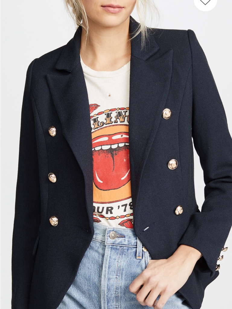 Lioness Nwt Black Double-Breasted Blazer With Gold-Tone Buttons